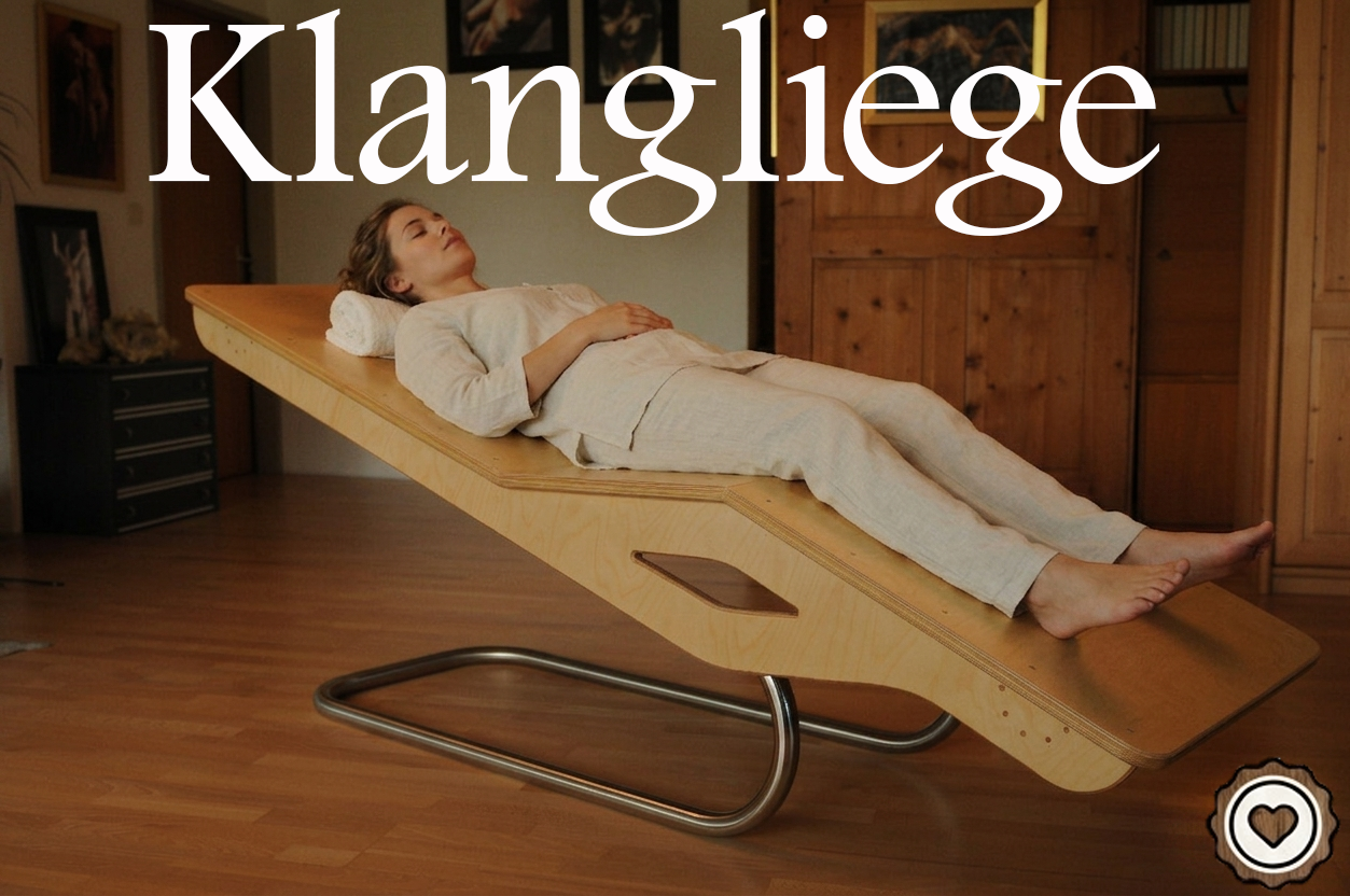 Klangliege – Studioansicht mit Person